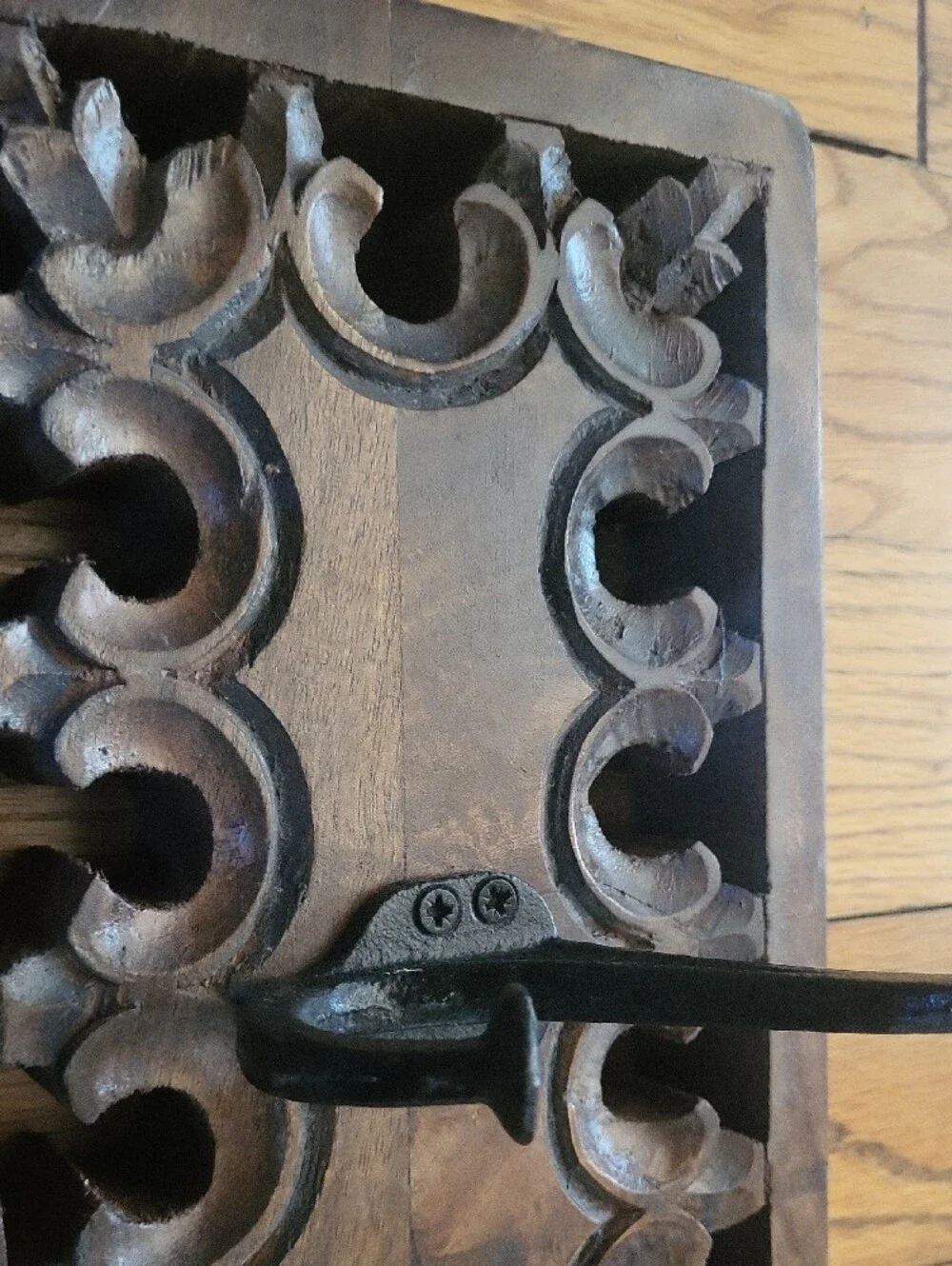 Handcrafted Brown Wooden Wall Decor Hook Rack